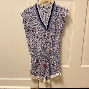 Poupette St. Barth Blue white purple Floral Kids One Piece